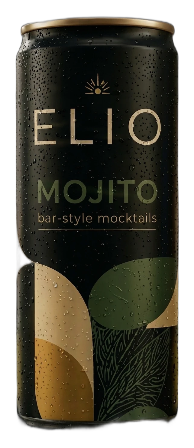 ELIO Mojito — freigestellte Premium-Dose in Dunkelgrün und Gold